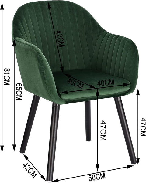 Rootz Set of 4 Dining Chairs - Elegant Seating - Comfortable Chairs - Velvet Upholstery - Ergonomic Support - Durable Build - Easy to Assemble - 81cm x 40cm x 42cm