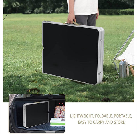 Rootz Portable Folding Table - Picnic Table - Outdoor Table - Easy Setup - Compact & Transportable - Durable & Stable - Iron & MDF - 150cm x 69.5cm x 60cm