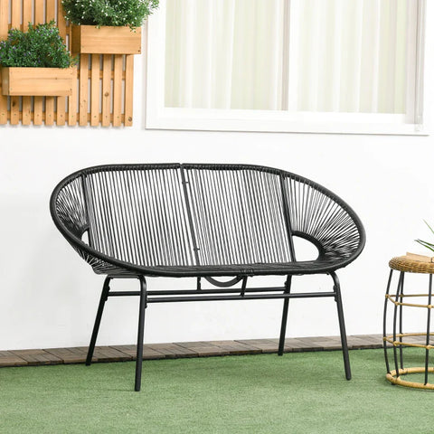 Rootz Rattan Chair - Garden Chair - Boho Style - Relax Chair - PE Rattan - Black - 132cm x 72cm x 83cm