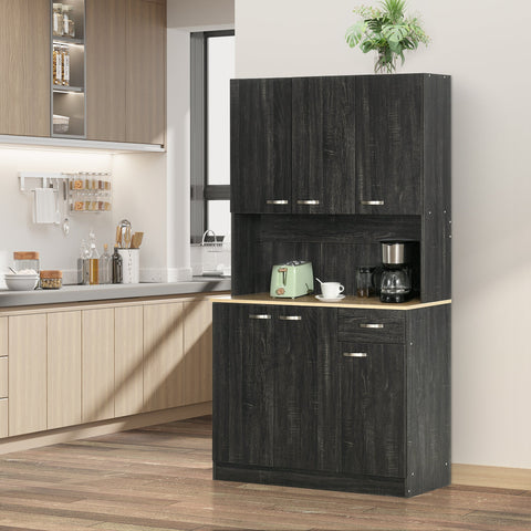 Rootz Kitchen Buffet Cabinet - Kitchen Storage - Pantry Cabinet - Modern Style - 101L x 39W x 180H cm