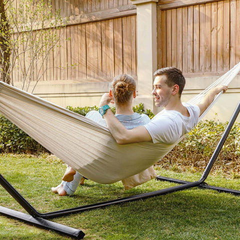 Rootz Multi-Person Hammock - Natural White Hammock - Swing Chair - Relaxing Comfort - 210cm x 150cm - Total Length 300cm - Durable & Stable