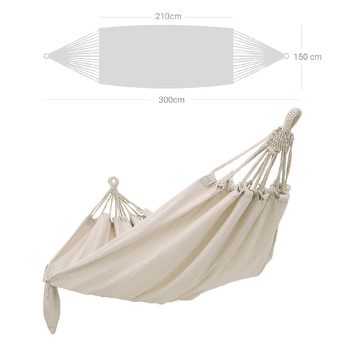 Rootz Multi-Person Hammock - Natural White Hammock - Swing Chair - Relaxing Comfort - 210cm x 150cm - Total Length 300cm - Durable & Stable