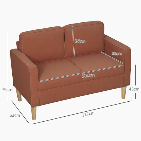 Rootz Two Seater Sofa - Mini Couch - Loveseat - Storage Space Efficiency - 117 x 63 x 79 cm Pink