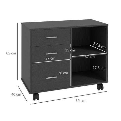 Rootz Printer Stand Office Organizer - Printer Cart - Filing Cabinet - Durable Use - 80cm x 40cm x 65cm