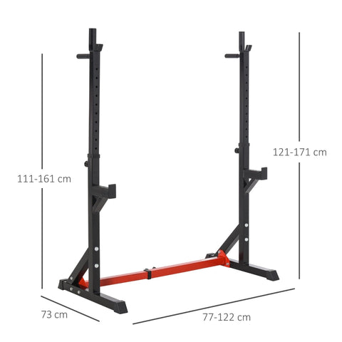 Rootz Adjustable Barbell Rack - Weightlifting Stand - Gym Equipment - Supports 150kg - 77-122W x 66D x 121-171H cm