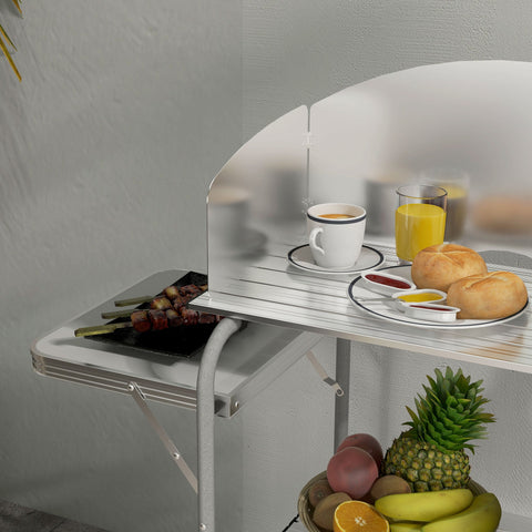Rootz Portable Camping Kitchen - Outdoor Cooking Table - Folding Kitchen Unit - Organized Storage - 146cm x 49cm x 130-180cm