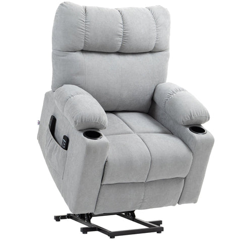 Rootz Stand-Up TV Recliner - Massage Chair - Footrest Recliner - 135° Recline - Oversized Design - Easy Assembly - Light Gray - 91cm x 95cm x 109cm