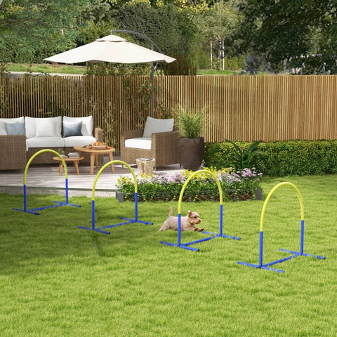 Rootz Dog Agility Set - Canine Fitness Kit - Pet Training Gear - Obstacle Course - Portable - Blue+Yellow - 88cm x 64cm x 95cm