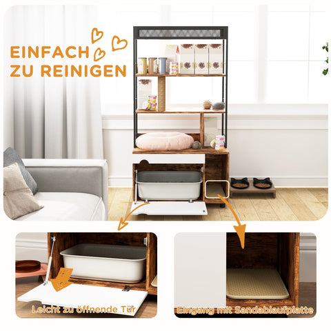 Rootz 3-Tier Shelf Cat Litter Box - Enclosed Cat House - Hidden Litter Cabinet - Privacy Ensured - 80cm x 48cm x 152cm