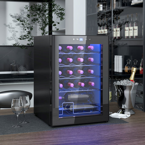 Rootz 20 Bottle Small Wine Fridge - Mini Beverage Cooler - Quiet Cooling - 53L Capacity - 43W x 45D x 64H cm