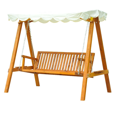 Rootz Hollywood Swing - Tuinschommel - Buitenschommel - Duurzaam Lariks &amp; Metaal - Comfortabele zitplaatsen - Weerbestendige luifel - 200 cm x 130 cm x 185 cm