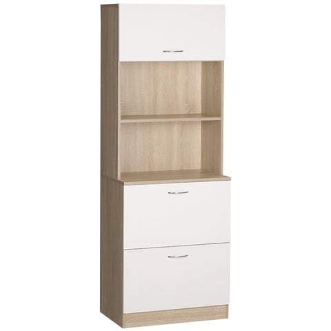Rootz Kitchen Buffet Cabinet - Multi-Purpose Storage - Modern Kitchen Cupboard - Large Worktop - 60 x 38 x 168 cm - MDF - White