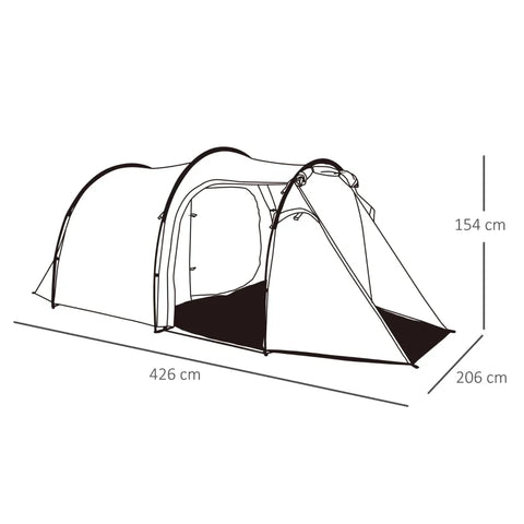 Rootz Campingtent - Pop-up Tent - Voorkamer - Transporttas - Slaapgedeelte - Waterdicht - Draagtas - Polyester - Glasvezel - Lichtblauw - 426L x 206W x 154H cm