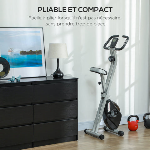 Rootz Folding Exercise Bike - Quiet Magnetic Bike - Indoor Cycling - 8 Resistance Levels - Adjustable Seat - 97x43x110cm