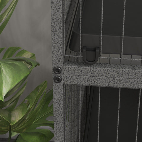 Rootz Rodent Cage - Multifunctional Habitat - Small Animal Enclosure - 4 Platforms, 3 Ramps, 4 Doors - 80L x 52W x 128H cm - Steel Grey