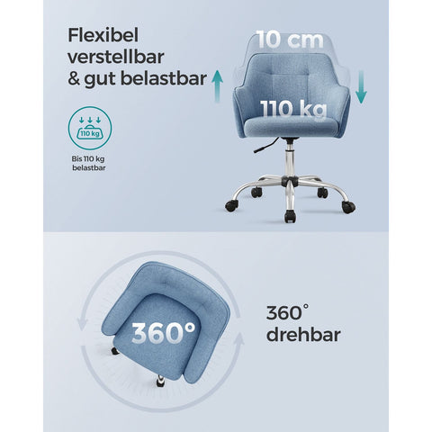Rootz Swivel Desk Chair - Office Chair - Rolling Chair - Ergonomic Design - Steel Frame - 69cm x 65cm x 83-93cm