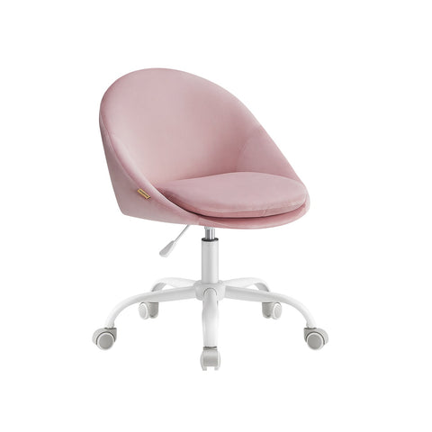 Rootz Swivel Chair - Pastel Pink Velvet Chair - Rolling Chair - Steel Frame - 28 kg/m3 Foam Padding - Adjustable Height - 60cm x 60cm x (80-90)cm