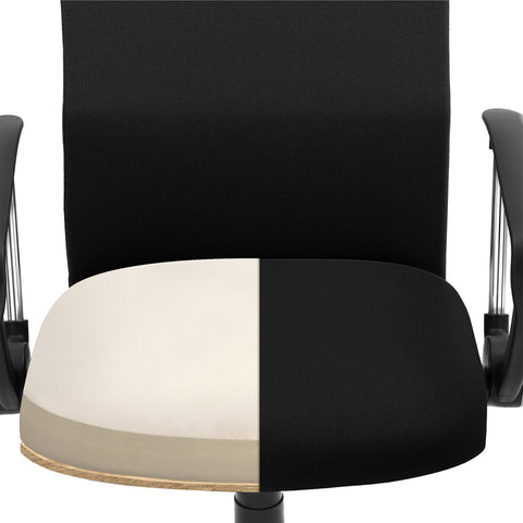 Rootz Ergonomic Office Chair - Desk Chair - Task Chair - Height Adjustable - Comfortable Seat - Rocking Function - Black - Steel Frame - Foam Padding - Polyester - Nylon Wheels - 63cm x 63cm x (110-120)cm