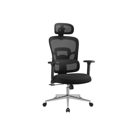 Rootz Ergonomic Office Chair - Ink Black - Steel - PU Leather - Adjustable Height - 70cm x 70cm x (117-125cm) - 150kg Capacity
