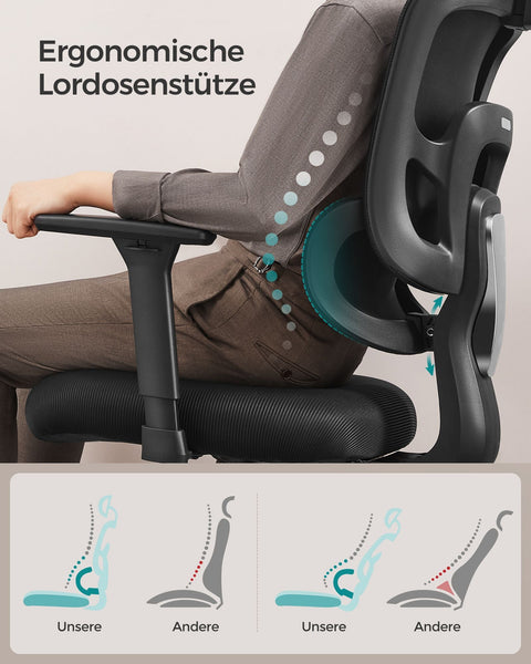Rootz Ergonomic Office Chair - Ink Black - Steel - PU Leather - Adjustable Height - 70cm x 70cm x (117-125cm) - 150kg Capacity