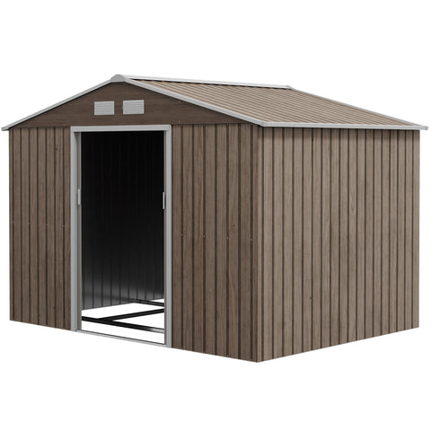 Rootz Tool Shed - Bike Shed - Garden Storage - Weatherproof Metal - 2.7m x 1.9m x 1.9m - Robust Galvanized Steel Construction