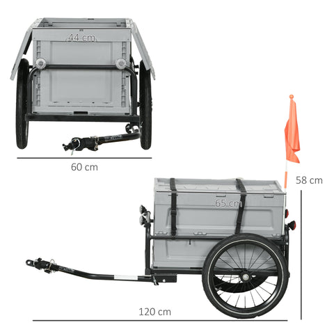 Rootz Bicycle Trailer - Cargo Carrier - Transport Trailer - 65L Storage Box - Robust Steel Construction - 60cm x 40cm x 36cm