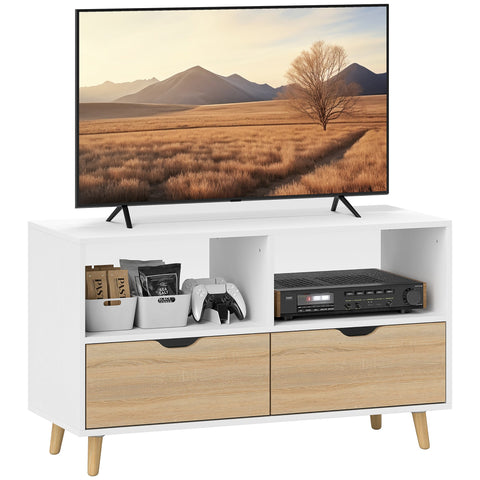 Rootz TV Cabinet - TV Chest - Media Console - Durable & Stylish - 99cm x 39cm x 58cm - White