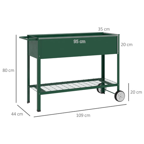 Rootz Raised Garden Bed - Elevated Planter Box - Metal Plant Pot - Back-Friendly Design - 109cm x 44cm x 80cm