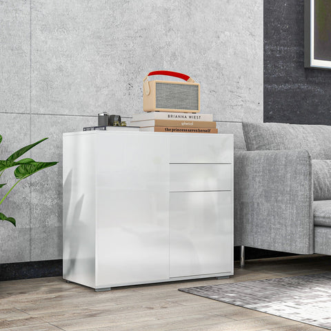 Rootz Chest of Drawers Sideboard - Storage Cabinet - Modern Furniture - Adjustable Shelves - 79 x 36 x 74 cm - Glossy White