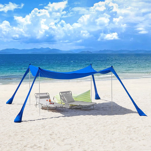 Rootz Sun Shade Sail Canopy - Beach Tent - Camping Canopy - Provides UV Protection - 400cm x 400cm x 200cm