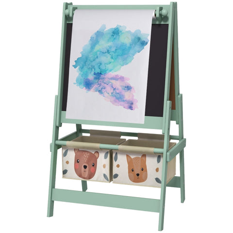 Rootz Kids 3-in-1 Table Set - Chalkboard - Whiteboard - Boosts Creativity - 54cm x 46.5cm x 93cm - Includes Storage Baskets