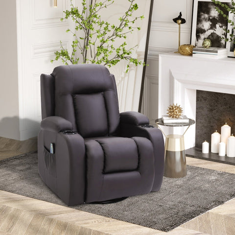 Rootz Massage Chair - Recliner Chair - Vibrating Recliner - Lumbar Support - Faux Leather - 85cm x 94cm x 104cm