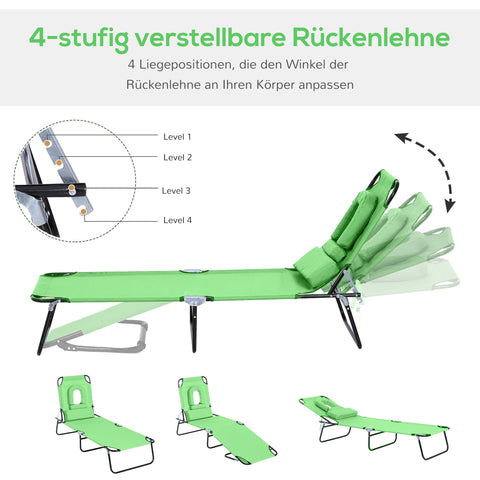 Rootz Sun Lounger Reading Window - Reclining Chair - Folding Bed - Water Resistant - Durable & Portable - 187cm x 58cm x 36cm