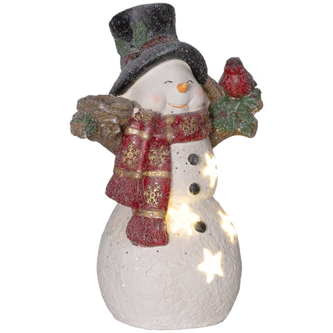 Rootz Snowman Christmas Decoration - LED Snowman Figure - Battery Operated - 38cm Tall - Festive Decor - 25cm x 15.5cm x 38cm