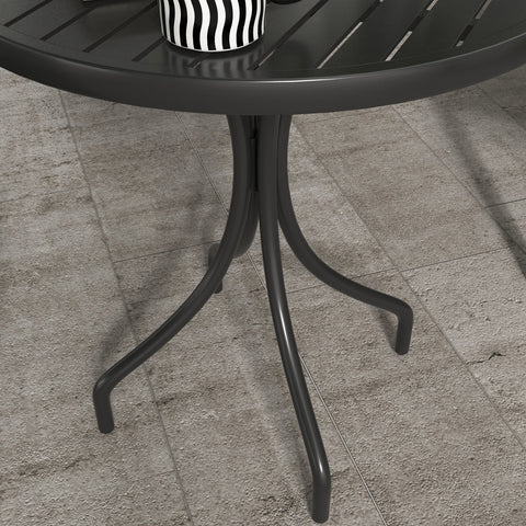 Rootz Round Garden Table - Bistro Table - Outdoor Patio Table - Galvanized Steel, Water Drainage - Dia. 66cm x 71.5cm