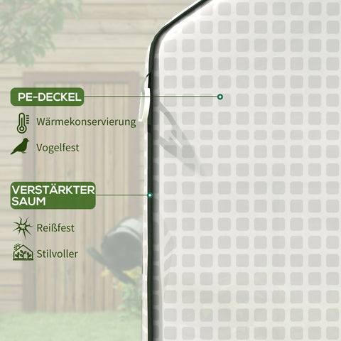 Rootz Greenhouse Film Cover - UV-Protected Replacement Tarp - Tear-Resistant Plastic - 140x73x190cm White