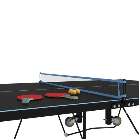 Rootz Table Tennis Table - Ping Pong Table - Compact Foldable - Versatile Use - 274cm x 152.5cm x 76cm - Black Steel MDF - Wheels - Accessories