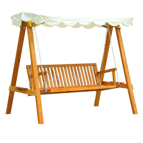 Rootz Hollywood Swing - Tuinschommel - Buitenschommel - Duurzaam Lariks &amp; Metaal - Comfortabele zitplaatsen - Weerbestendige luifel - 200 cm x 130 cm x 185 cm