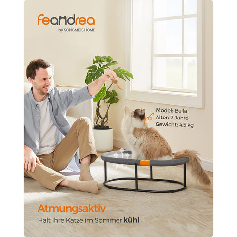 Rootz Cat Hammock - Gray Pet Bed - Steel Frame - Oxford Cloth - Lightweight - 52cm x 42cm x 20cm