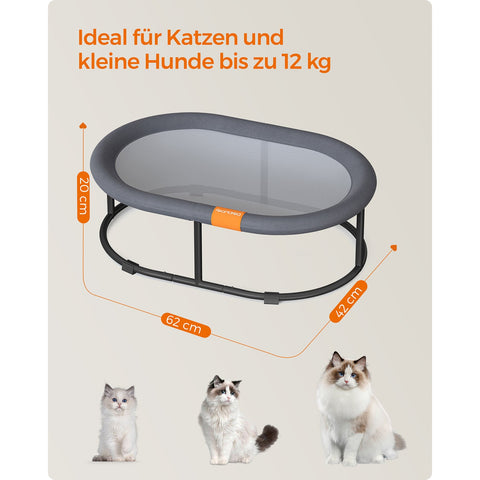 Rootz Cat Hammock - Gray Pet Bed - Steel Frame - Oxford Cloth - Lightweight - 52cm x 42cm x 20cm