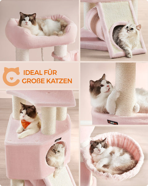 Rootz Scratching Post - Cat Tree - Climbing Frame - Chipboard & Plush - 50cm x 50cm x 141cm - Ideal for Multiple Cats - 22.3kg