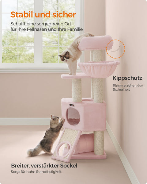 Rootz Scratching Post - Cat Tree - Climbing Frame - Chipboard & Plush - 50cm x 50cm x 141cm - Ideal for Multiple Cats - 22.3kg