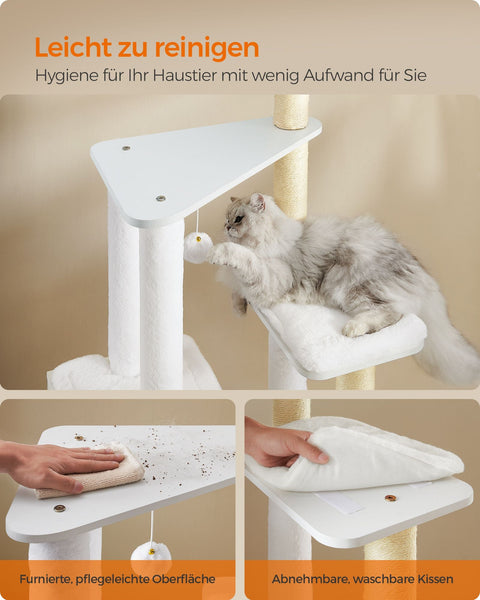 Rootz Large Cat Scratching Post - Cat Tree - Cat Scratcher - Chipboard - Plush - Sisal - 58cm x 40cm x 165cm