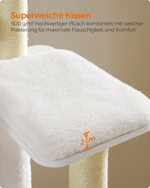 Rootz Large Cat Scratching Post - Cat Tree - Cat Scratcher - Chipboard - Plush - Sisal - 58cm x 40cm x 165cm