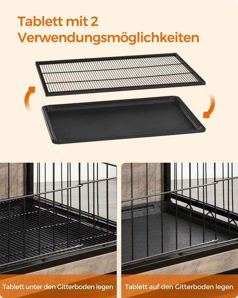 Rootz Greige Dog Cage - Pet Crate - Kennel - Chipboard and Steel Construction - Spacious Interior - Easy Assembly - 82.5cm x 56cm x 64cm - Max Load Capacity 70kg
