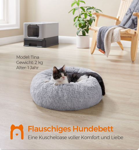 Rootz Fluffy Dog Bed - Plush Pet Bed - Washable Dog Cushion - Ultra Soft Comfort - Ombré Grey - 40cm x 15cm