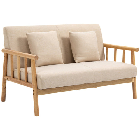 Rootz 2-Seater Sofa - Compact Couch - Loveseat - Linen Look Fabric - Up to 200 kg Capacity - Optimal Comfort - Timeless Charm - 123L x 69W x 74H cm