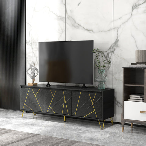 Rootz TV Furniture TV Bench - TV Cabinet - Entertainment Center - Storage Solution - 147cm x 35cm x 52cm - Cable Management