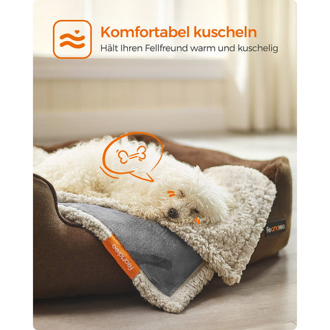 Rootz Pet Blanket - Dog Blanket - Puppy Throw - Sherpa Material - TPU Film - Flannel Fabric - Lightweight - Cozy - Easy to Clean - 73cm x 63cm