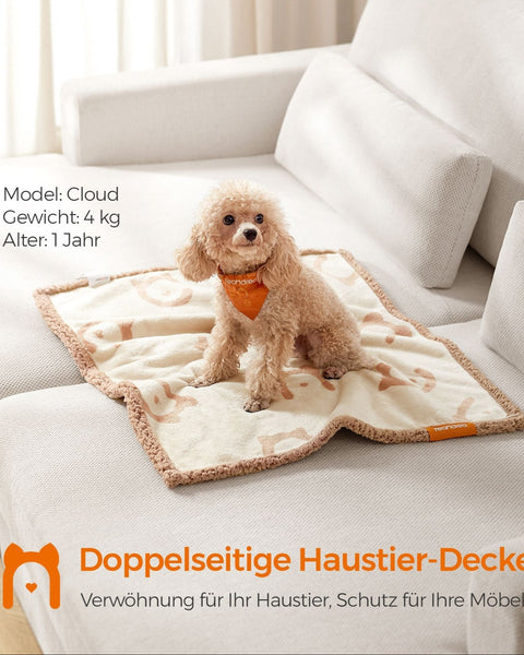 Rootz Pet Blanket - Dog Blanket - Puppy Throw - Sherpa Material - TPU Film - Flannel Fabric - Large Size 73cm x 63cm - Lightweight 0.2kg